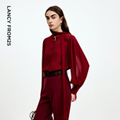 新款 通勤上衣2025年秋季 设计感复古灯笼袖 朗姿气质可拆卸飘带衬衫