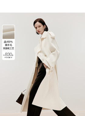 [朗姿奥莱]朗姿欧洲EiLEEN ELITEE纯羊毛双面呢长大衣2024冬季新