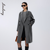 中长款 LANCY 朗姿2023秋冬新款 羊毛羊绒毛呢外套女宽松百搭高级