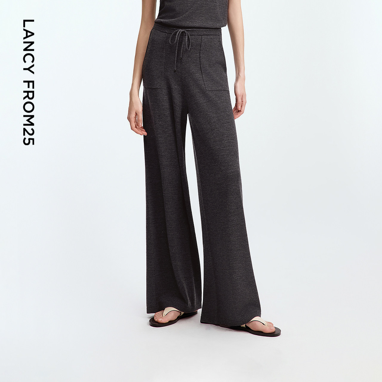 朗姿纯羊毛阔腿直筒针织裤老钱风气质通勤休闲裤女2025年秋季新款,女装/女士精品,休闲裤,淘宝优惠券,粉丝福利购,淘宝优惠卷