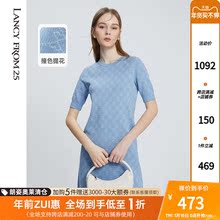 朗姿专业高阶面料2021年夏季新款百搭短袖真丝亚麻棉质宽松连衣裙图片
