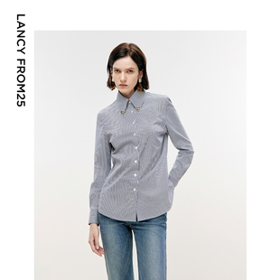 气质衬衫 朗姿欧洲EiLEEN 衬衣棉质休闲长袖 新款 ELITEE2024年冬季