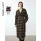 朗姿奥莱 朗姿纯羊毛彩格设计感长款 呢子大衣2024年冬季 新款 高级