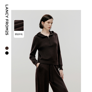ELITEE羊毛高级感气质连帽衫 朗姿欧洲EiLEEN 2024冬新 朗姿奥莱