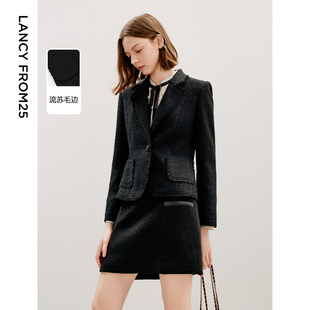 设计感流苏小香风收腰高级感复古短外套女202 朗姿法式 朗姿奥莱