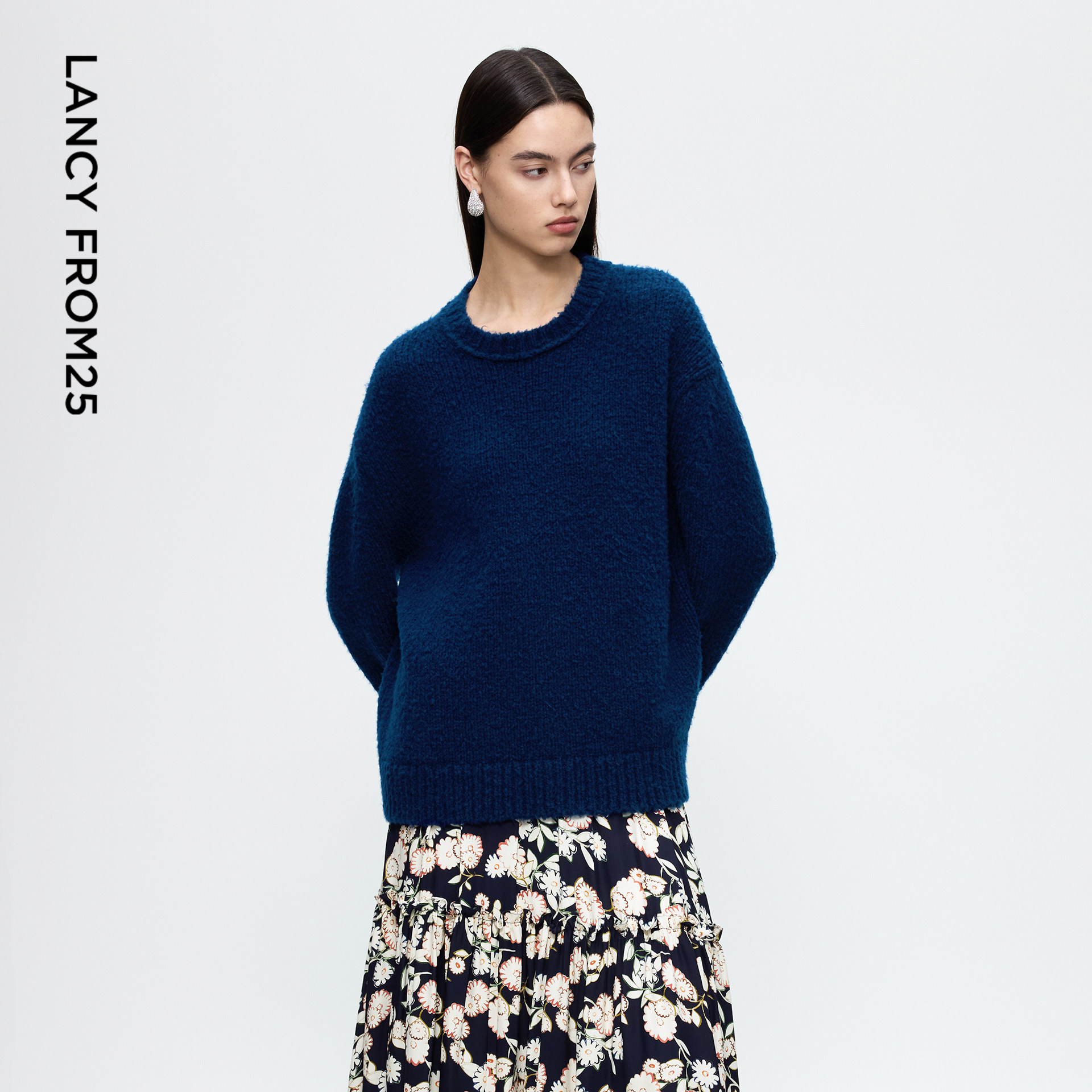 【从绒系列】朗姿羊毛圆领宽松廓形毛针织衫气质舒适通勤风毛衣女,女装/女士精品,毛针织衫,淘宝优惠券,粉丝福利购,淘宝优惠卷