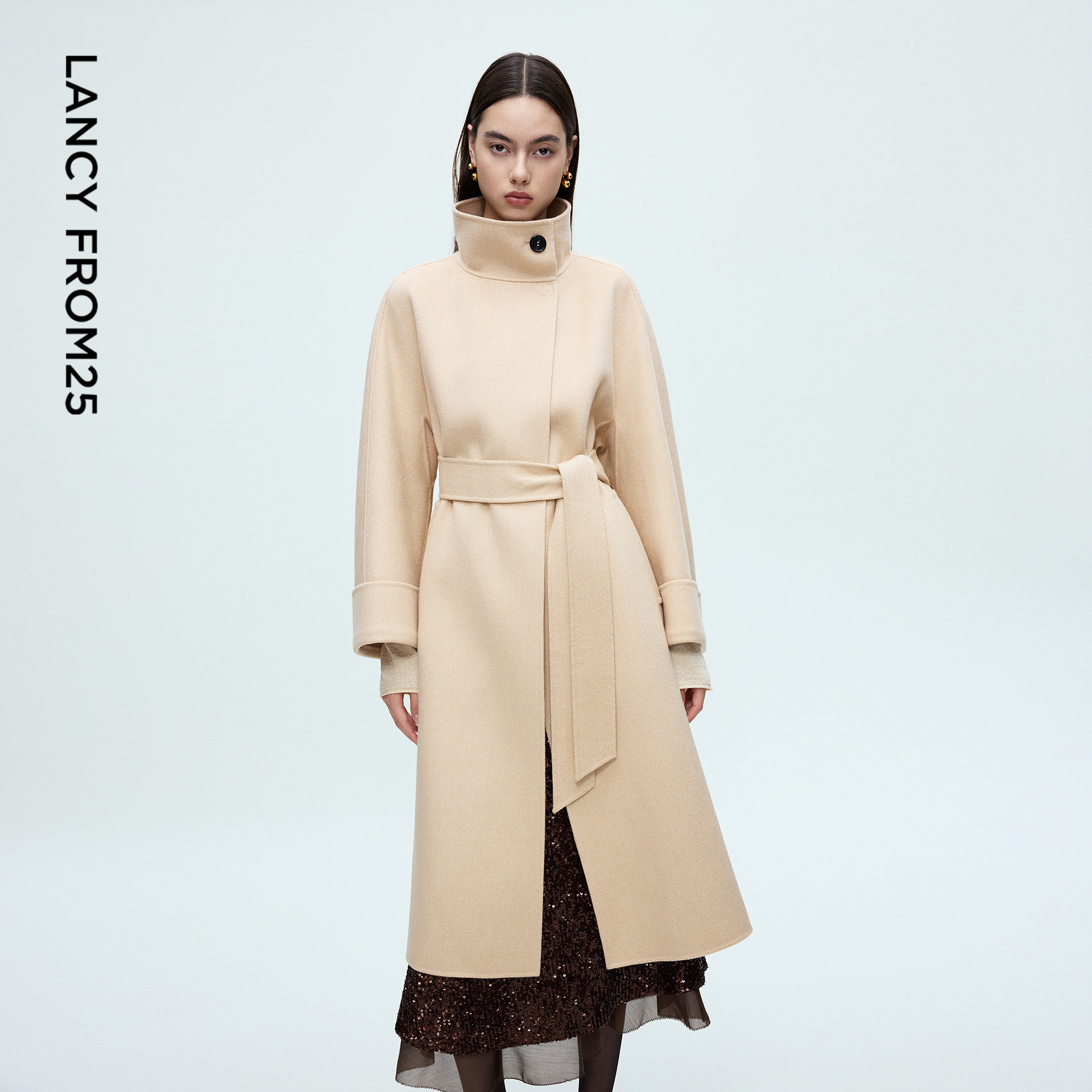 朗姿羊毛立领收腰修身毛呢外套气质通勤风呢子大衣2025年冬季新款,女装/女士精品,毛呢外套,淘宝优惠券,粉丝福利购,淘宝优惠卷