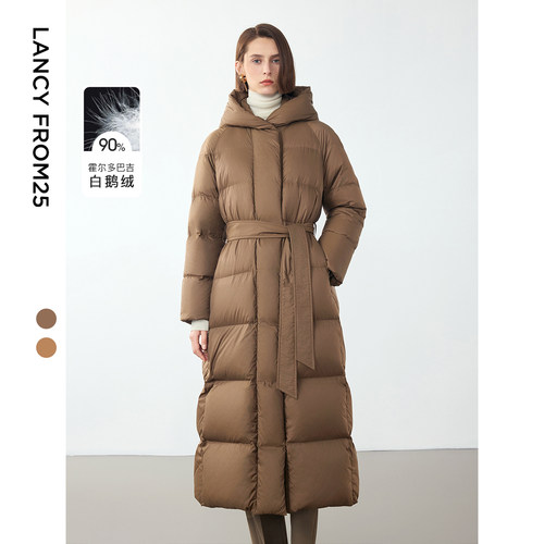 连帽设计 本料腰带 90%进口白鹅绒