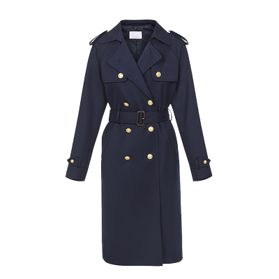 朗姿2024年春季新款羊毛法式复古收腰中长款风衣大衣外套女高级感