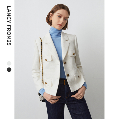 [朗姿奥莱]朗姿法式工装风口袋复古小香风夹克短外套长袖上衣202