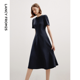 中长款 新款 连衣裙 设计感收腰气质高级感裙子女2024年秋季 朗姿法式