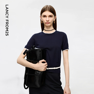 针织衫 假两件撞色醋酸短袖 女 ELITEE2025年秋新款 朗姿欧洲EiLEEN