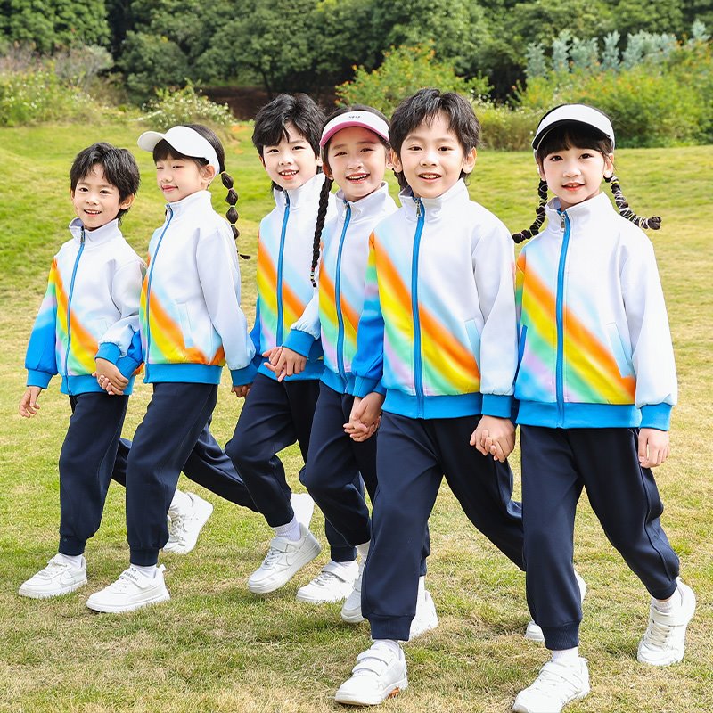 运动风班服毕业班活动短袖运动套装韩版纯棉集体照衬衣白色教师