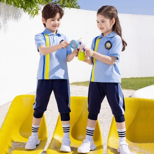 运动风班服班级运动服装条纹衫毕业班潮女童夏装小学生集体照男童