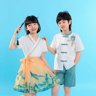 幼儿园园服裙子夏装海军风白t活动班级毕业照夏秋夏令营韩版订制