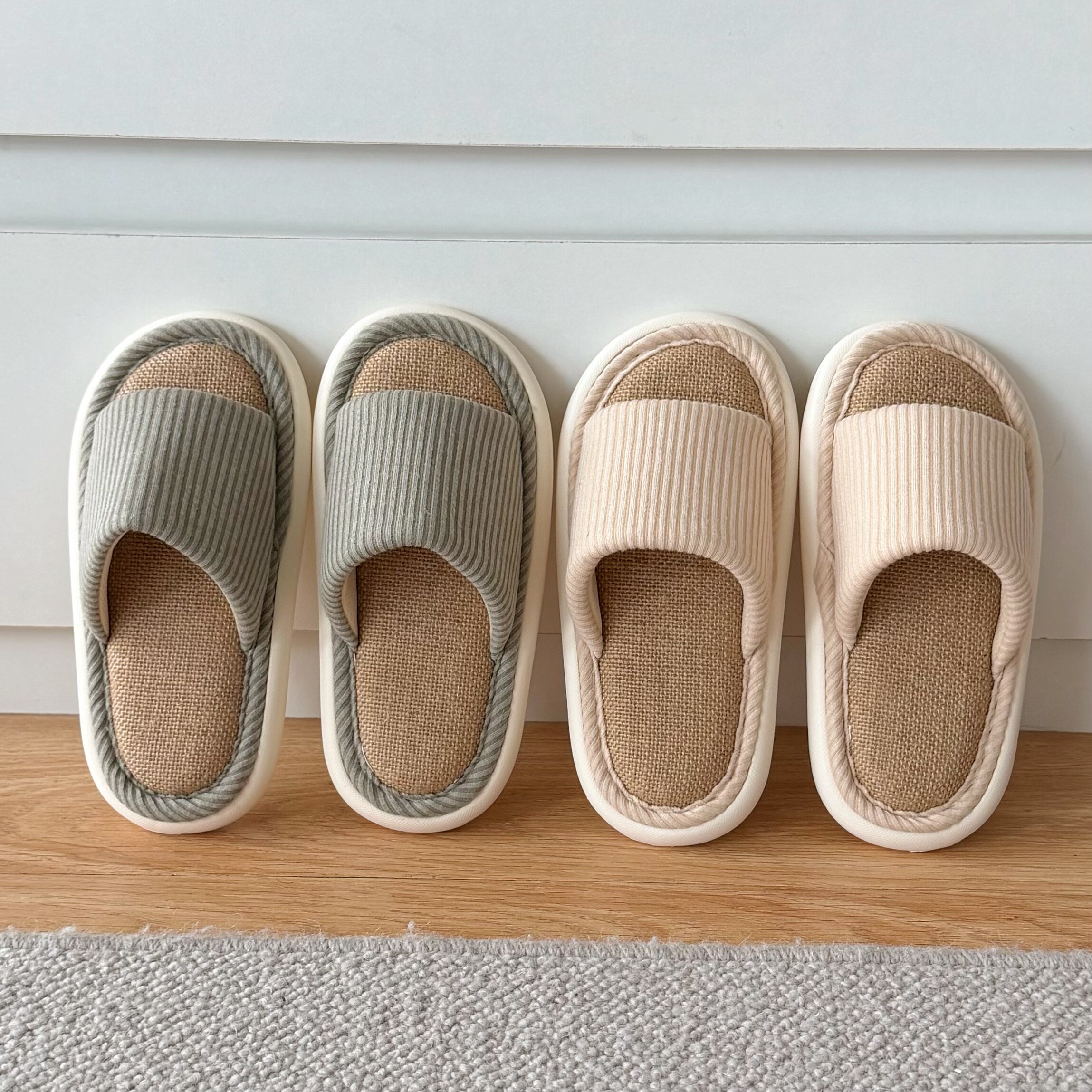 儿童亚麻拖鞋春秋四季居家室内开口透气防臭男孩防滑软底女童亲子