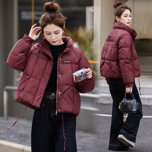 加厚保暖棉衣外套面包服 冬季 恒金欣安可拉红棉服女短款 2025新款