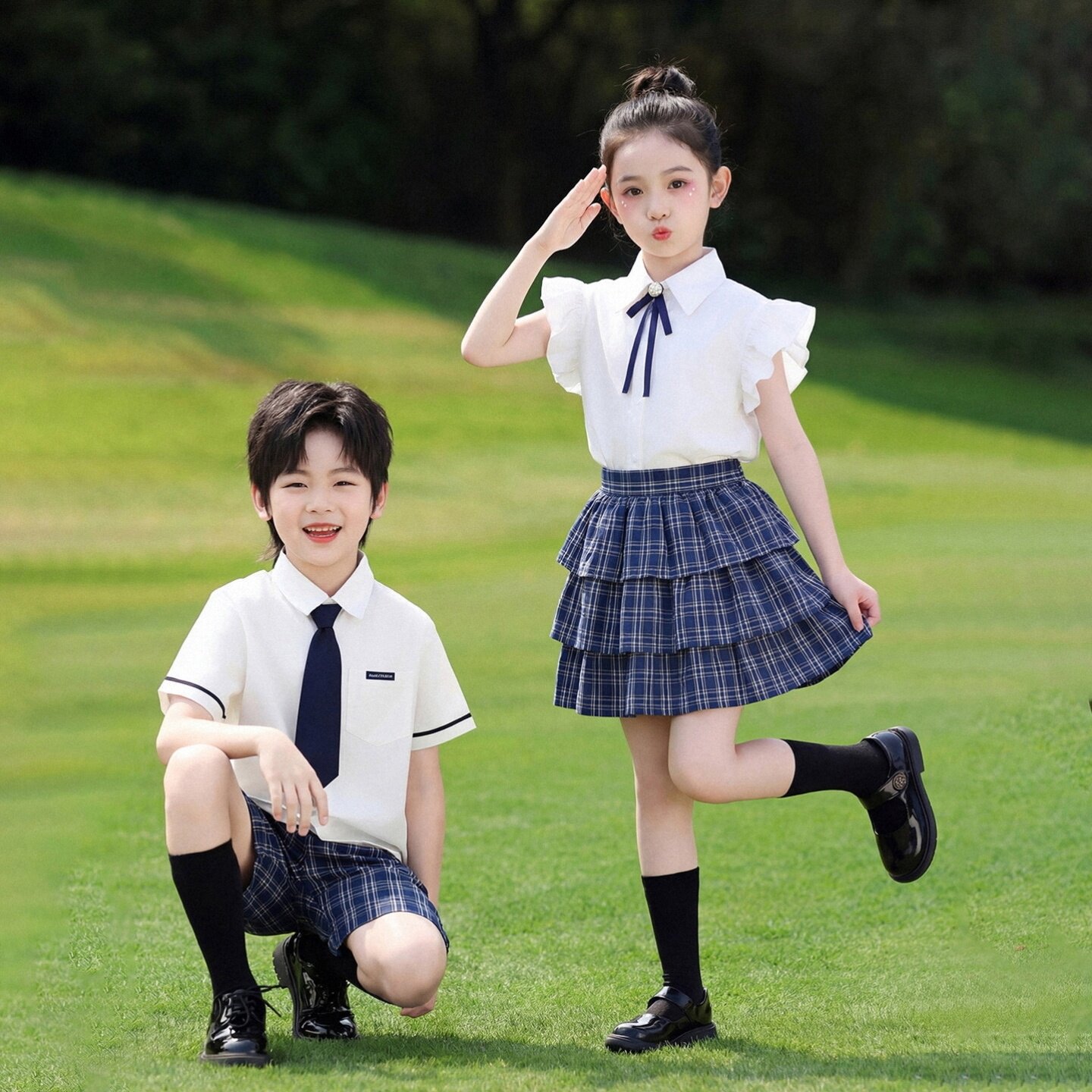 小学生校服连衣裙民族幼儿园英伦风入园照毕业装毕业班合唱啦啦队