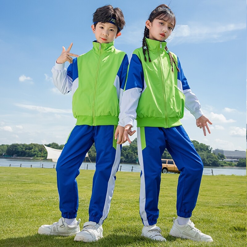运动风班服英伦风大合唱定制三件套春秋冬装装中小学生校服潮翻领