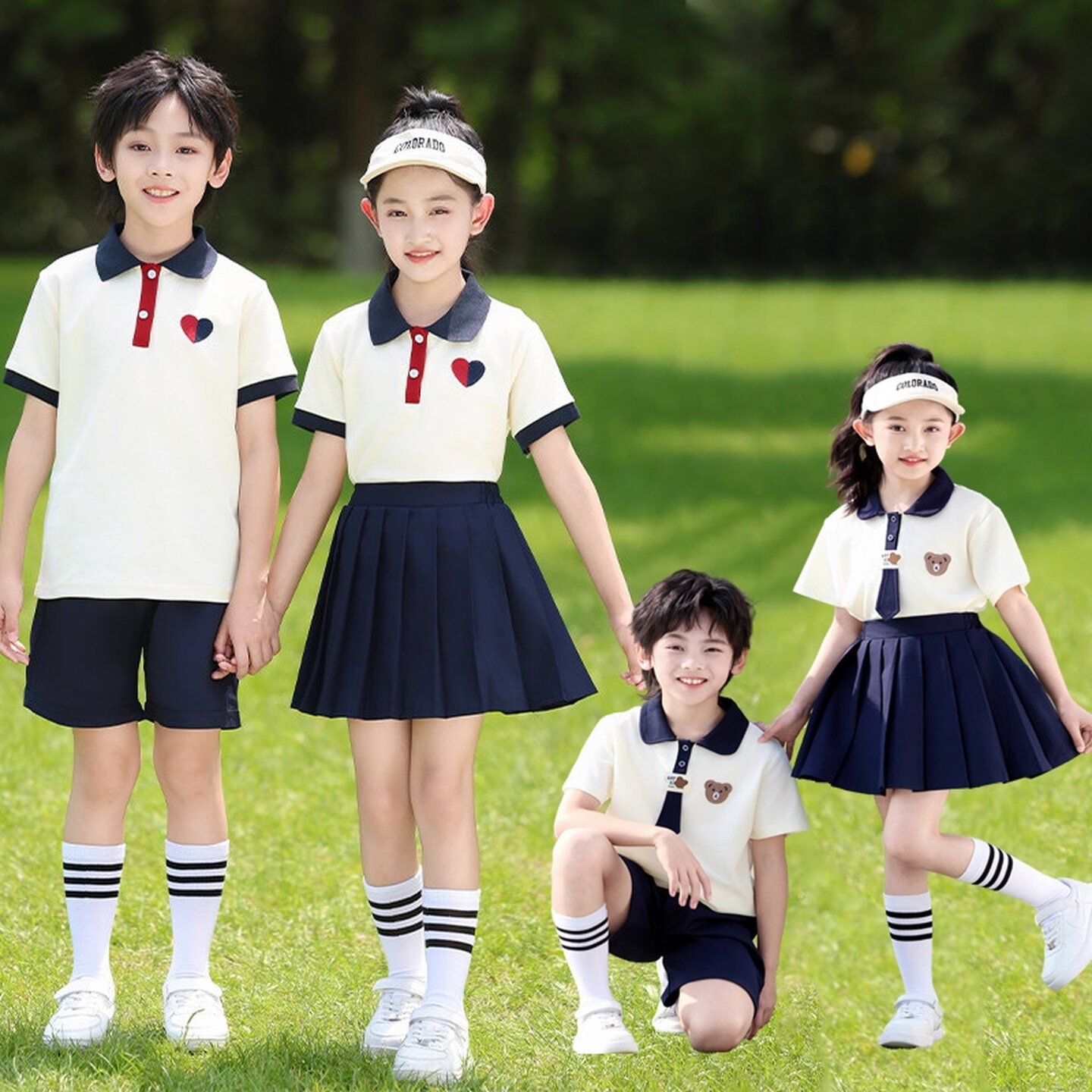 幼儿园园服短袖礼服一年级运动会学院风纯棉新款夏装表演中国风