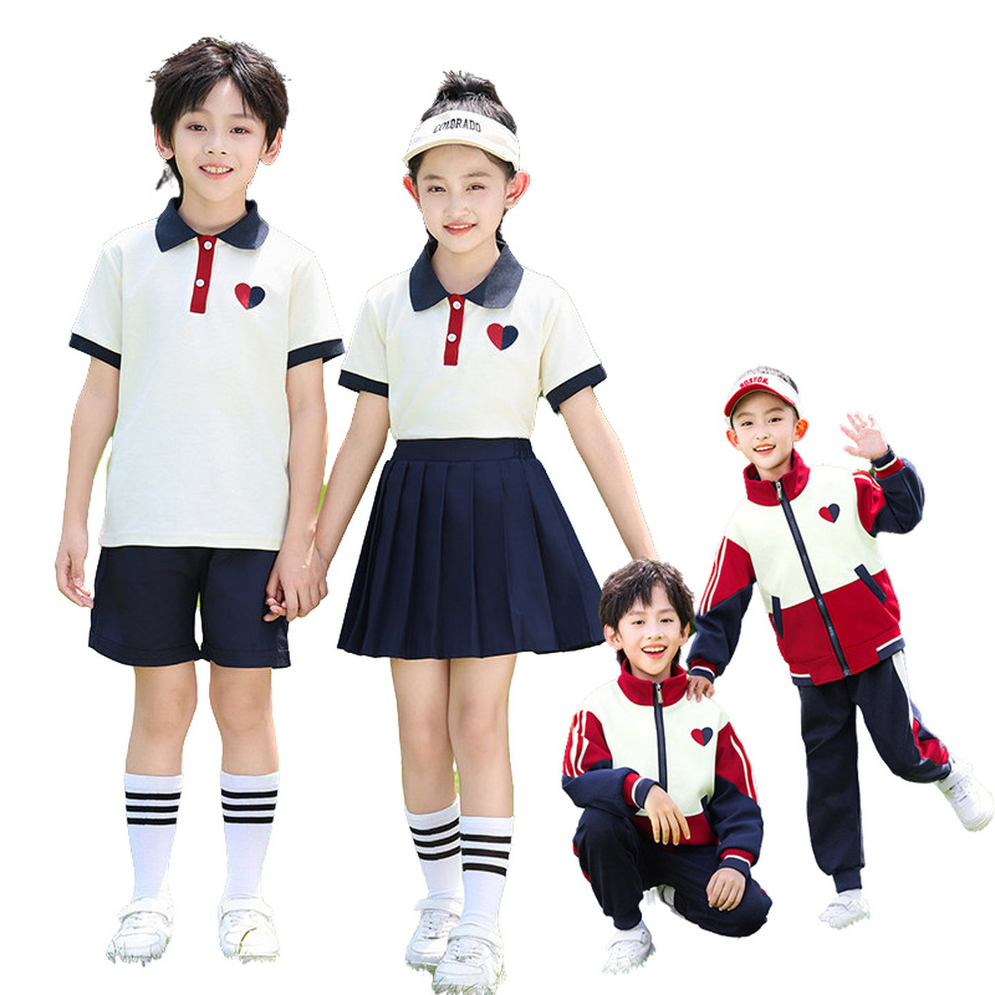 学院风校服儿童男女童短袖服装一年级夏装中学生春秋款三件套新款