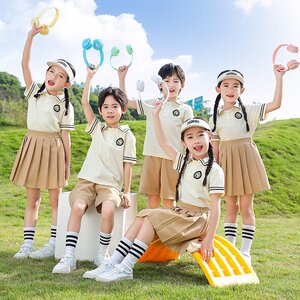 小学生校服毕业照小朋友白t可爱学院风宝宝短T服装拍照统一纯棉