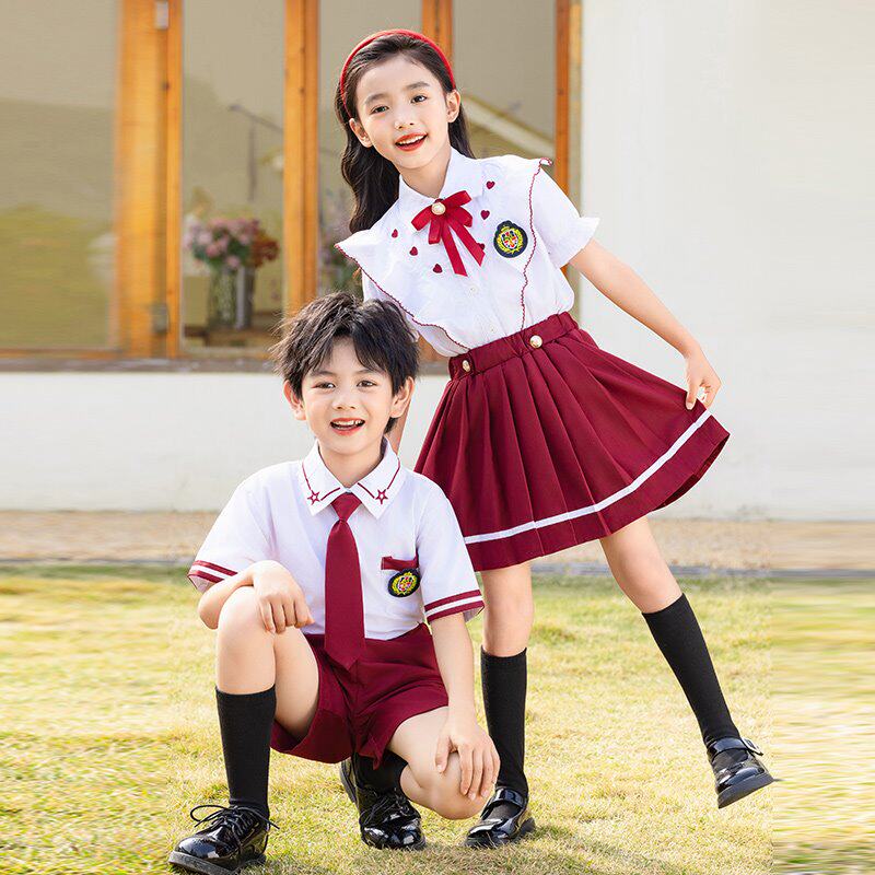 幼儿园园服六一亲子装衬衣经典条纹衫运动短裤春季翻领宝宝朗诵