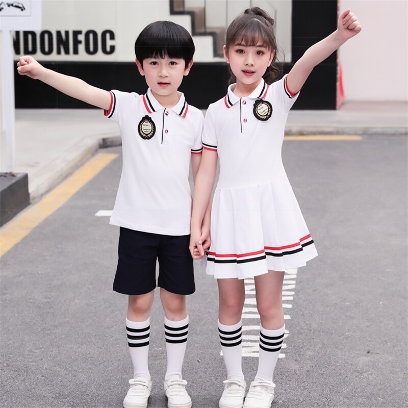 校服小学生中小学生夏季英伦风短袖套装班服夏装儿童毕业服连衣裙