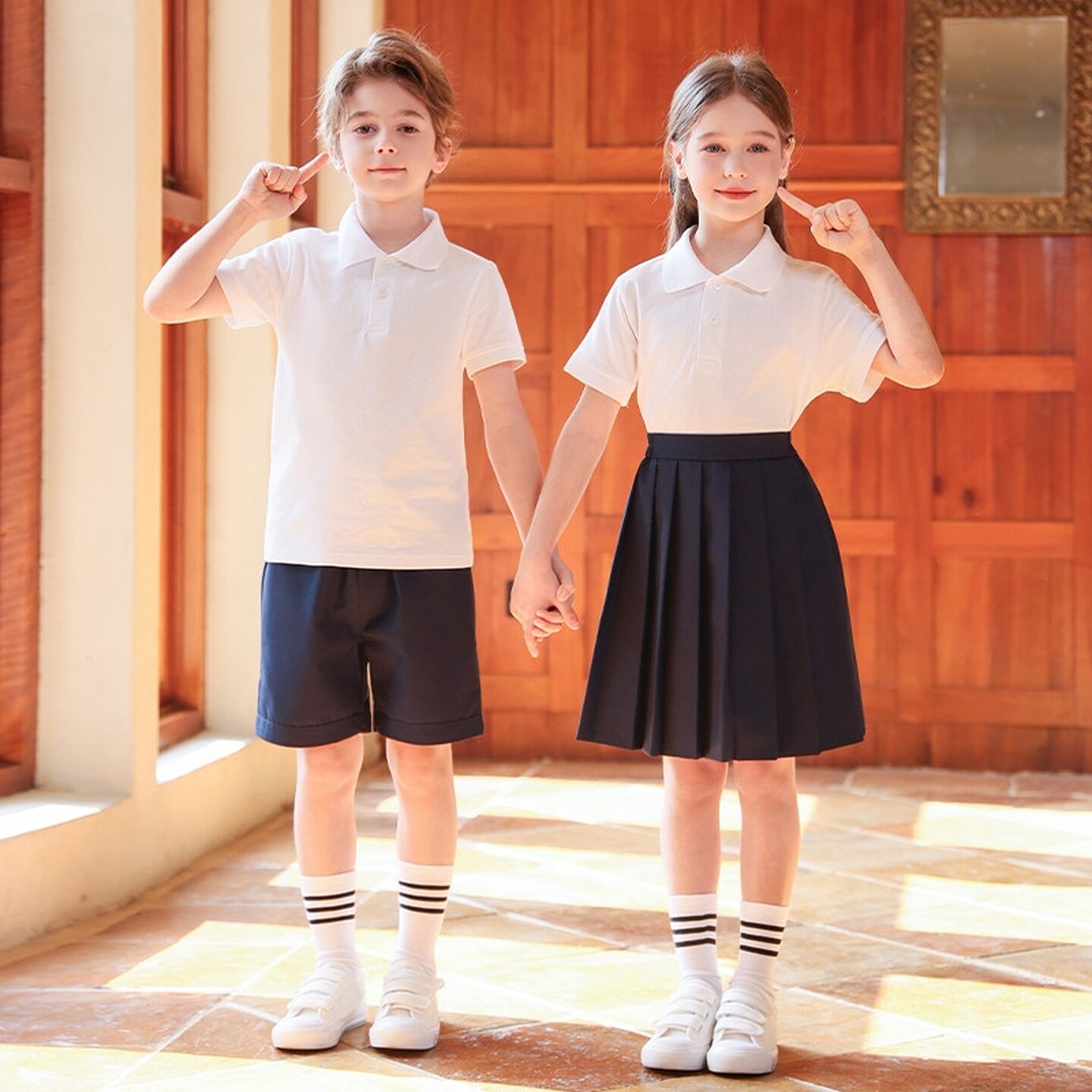 学院风班服儿童小学生演出服马甲春秋款中大童连衣裙幼儿园百褶裙