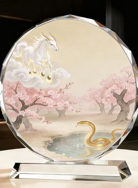 写意龙马衔春祥瑞摆件中式景观雕塑迎春启运居家办公国风工艺礼品