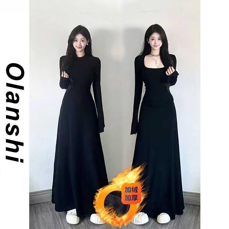 法式复古赫本风长袖连衣