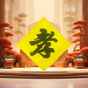 守孝春联门神斗方2026福字春节老人白色蓝色黄色铜版纸对联纪念