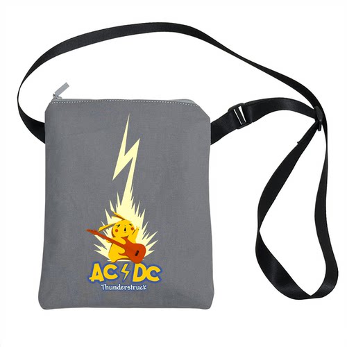 皮卡丘ACDC摇滚乐队斜挎包