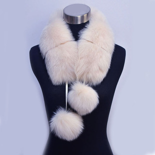 狐狸毛双毛毛球节节毛围脖双面毛绒围巾冬季女真毛磁吸可爱毛领子