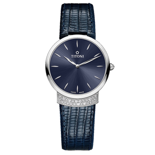 瑞士梅花手表女石英表蓝色皮表带优雅伊人女表 TQ-42912-S-ST-591