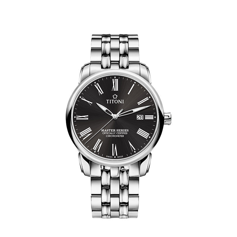 titoni瑞士梅花表大师系列商务男表官方正品自动机械83188-s-610