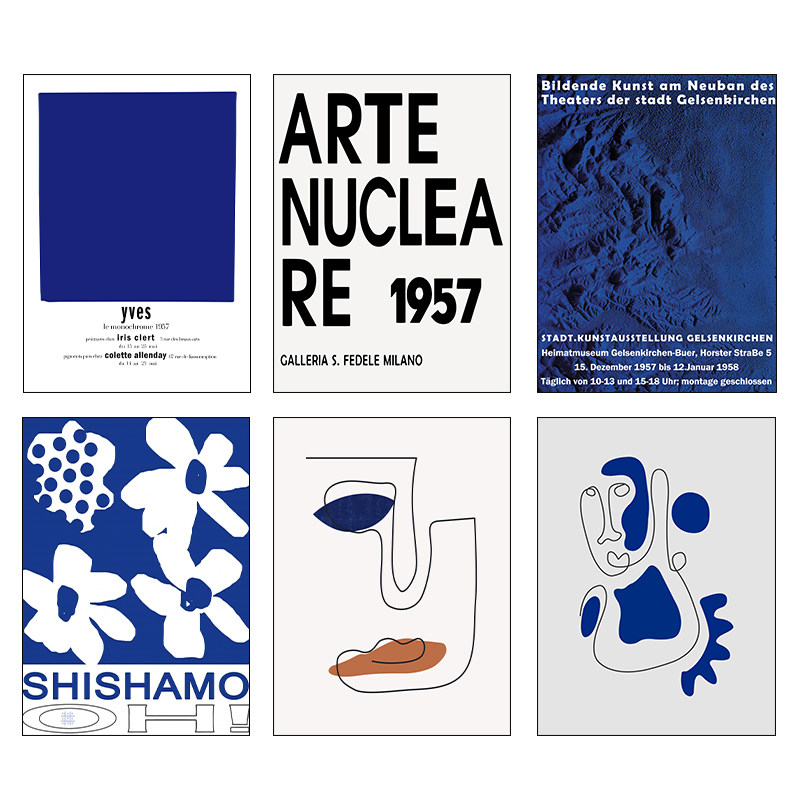 克莱因蓝北欧现代简约抽象小众艺术装饰画芯海报背景墙自粘贴纸画,家居饰品,现代装饰画,淘宝优惠券,粉丝福利购,淘宝优惠卷