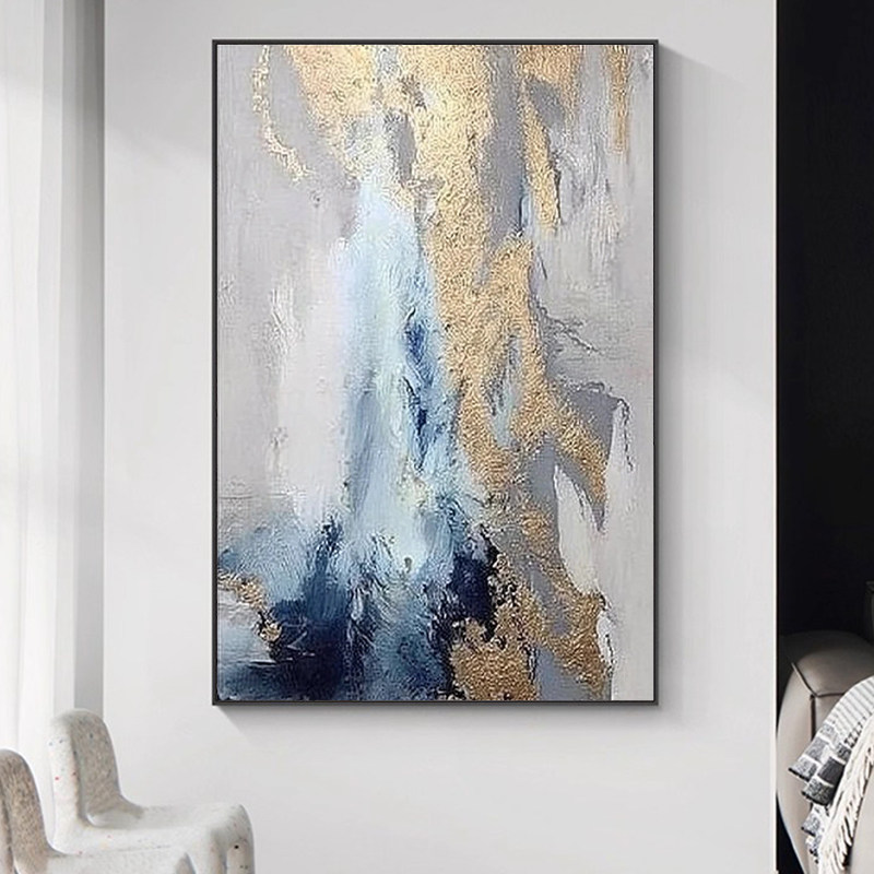 金箔轻奢抽象肌理装饰画芯酒店公寓画芯玄关背景墙喷绘油画布画芯