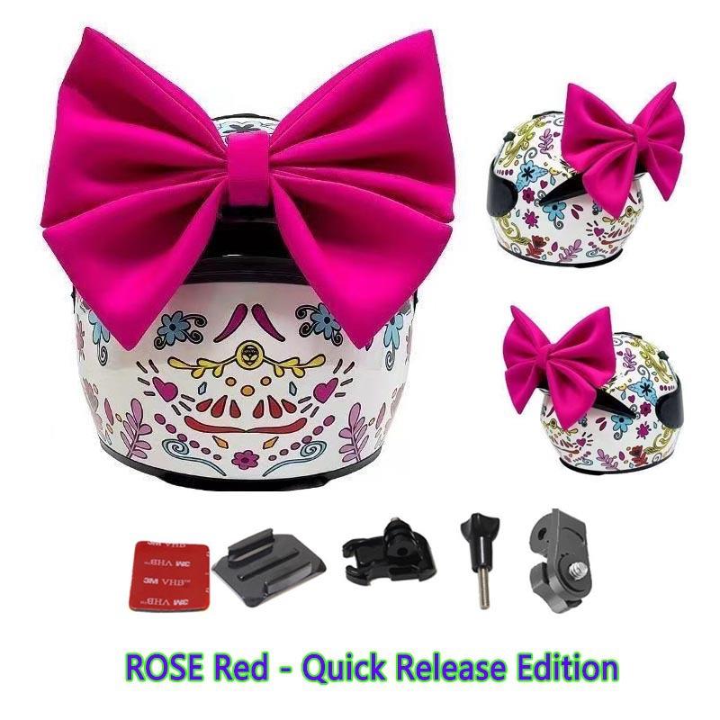 加厚头盔蝴蝶结头盔装饰品快拆机车摩托车滑雪盔电动车粉色蝴蝶结