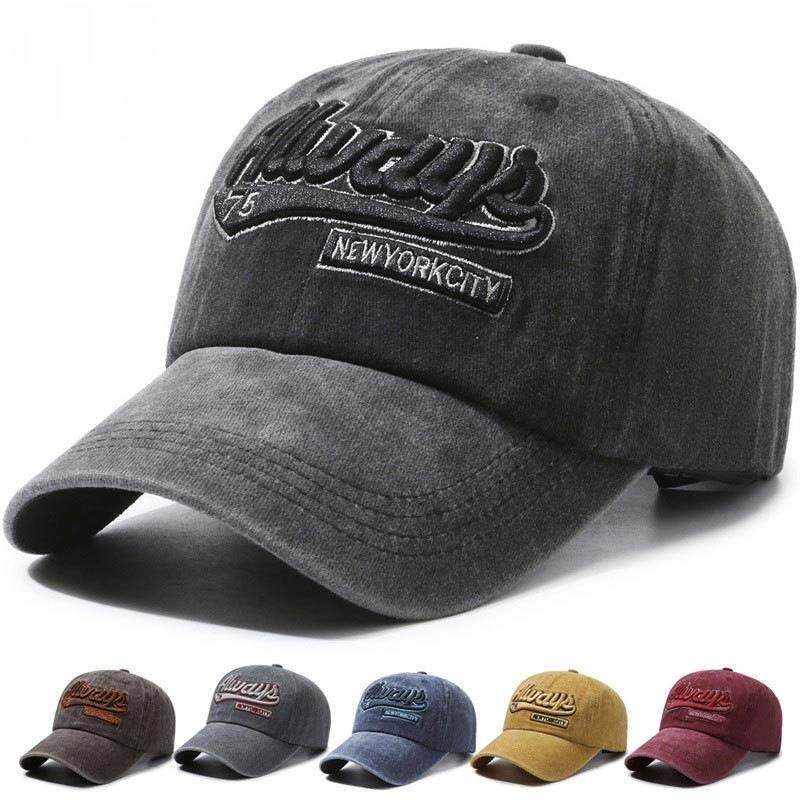 鸭舌帽字母刺绣欧美风帽子男款个性街头女牛仔棒球帽复古做旧