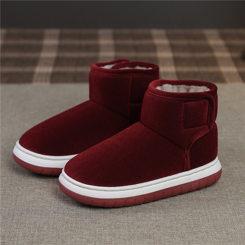 冬季高帮中老年人男女款加绒加厚保暖棉鞋防滑厚底居家包跟棉拖鞋