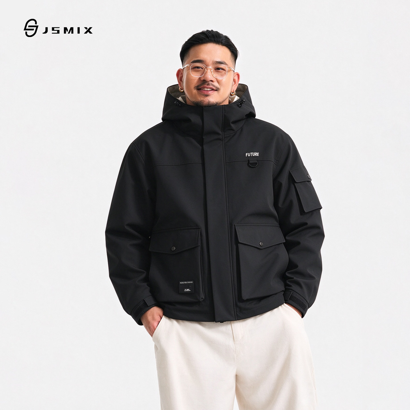 Jsmix2026冬季潮牌大码男装棉服男款加肥连帽宽松加厚保暖外套潮