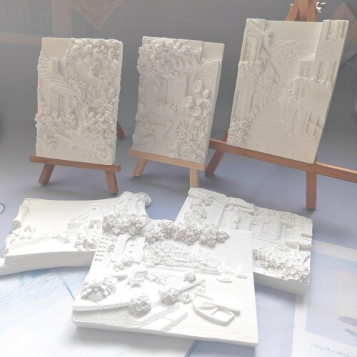 香薰石膏浮雕画复古文艺浮雕板画儿童涂色手工彩绘摆件白胚19包邮