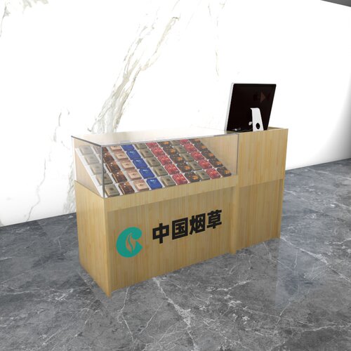 新款烟柜展示柜便利店收银台一体超市转角木质玻璃柜台组合多功能