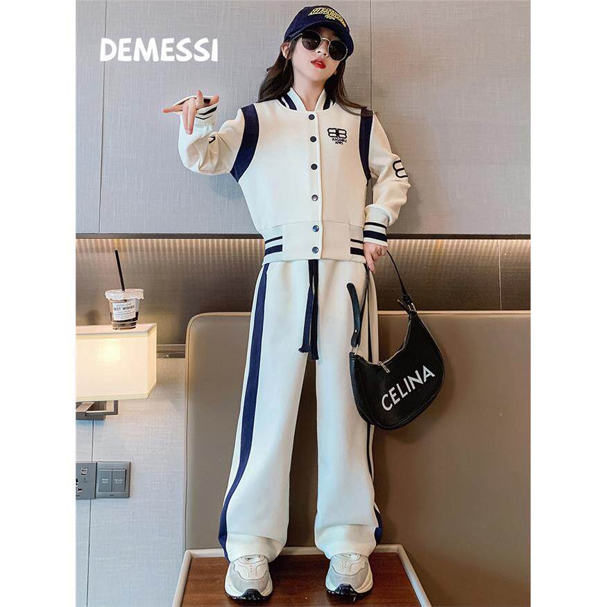 韩国DEMESSI女童套装春秋款2025新款洋气炸街中大童运动棒球服春