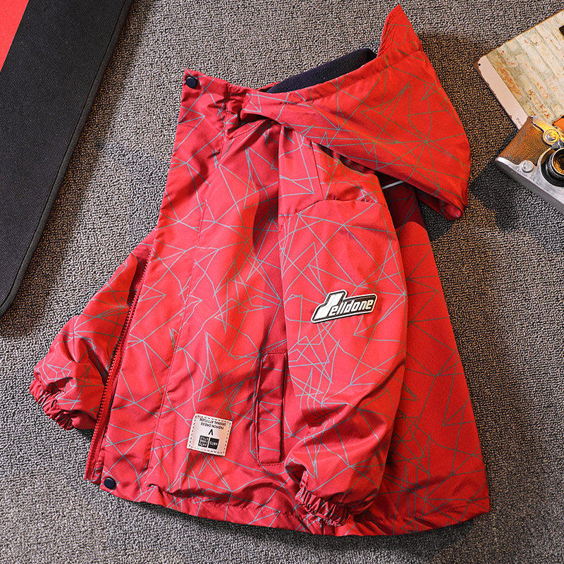 法国男童春装外套加绒2026新款秋季中大童秋冬款儿童装冲锋衣男孩