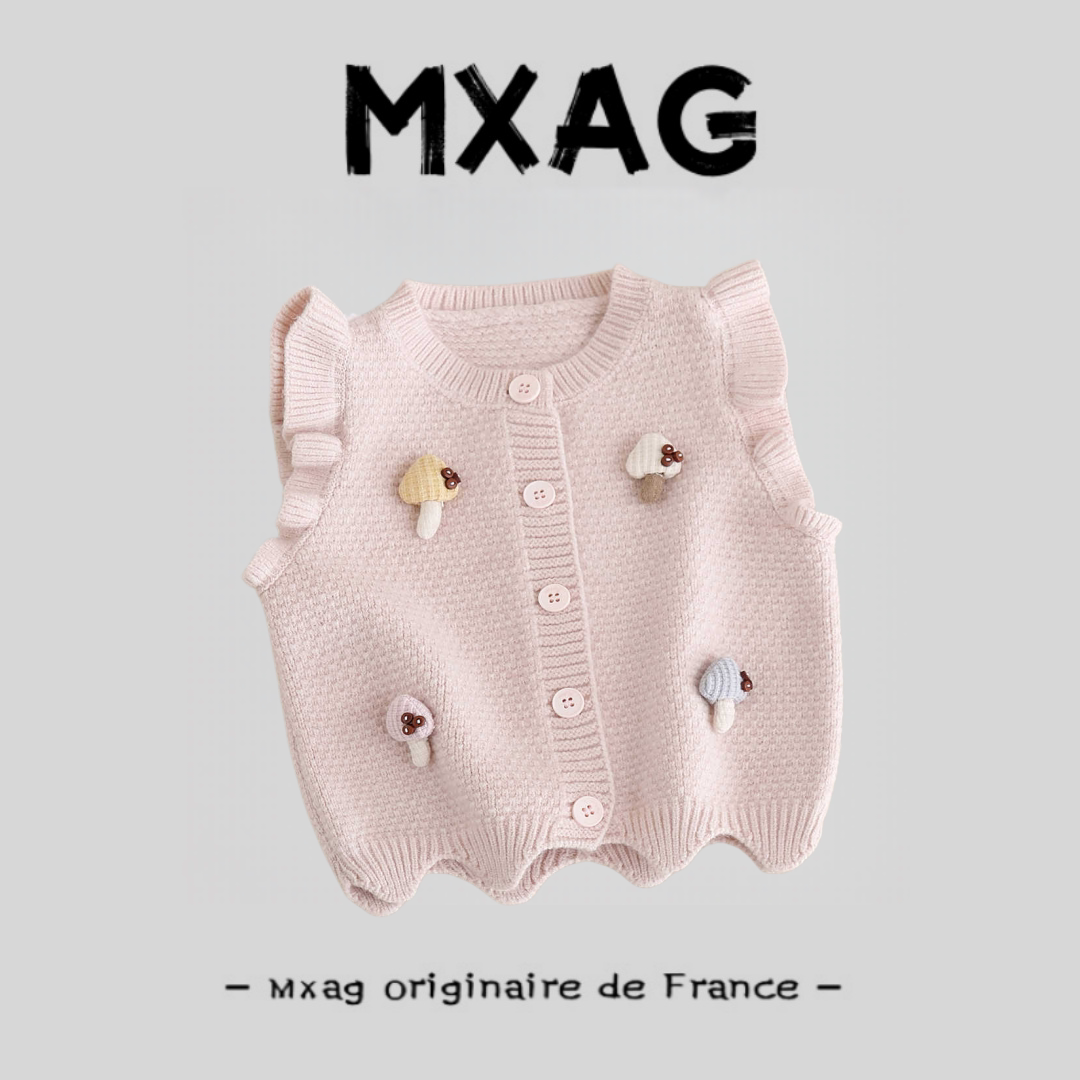 MXAG婴儿针织马甲开衫蘑