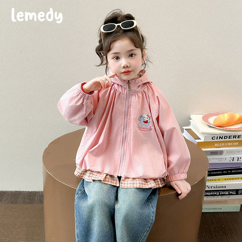 韩国Lemedy女童粉色外套春秋季2026新款儿童夹克衫女宝宝春装上衣