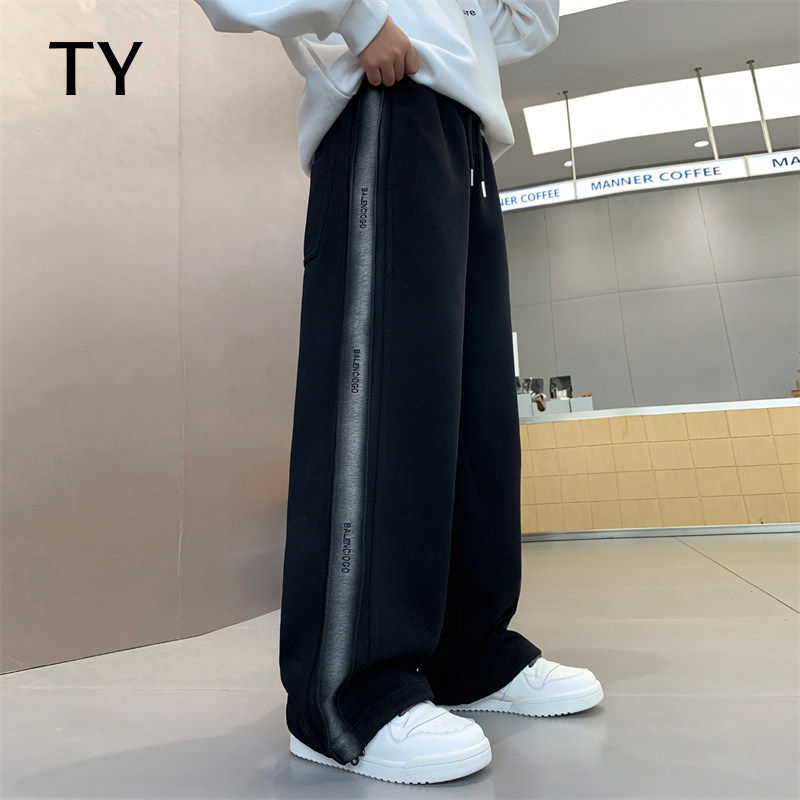 韩国TY童装潮牌男童加绒直筒裤子秋冬季新款中大儿童休闲阔腿长裤