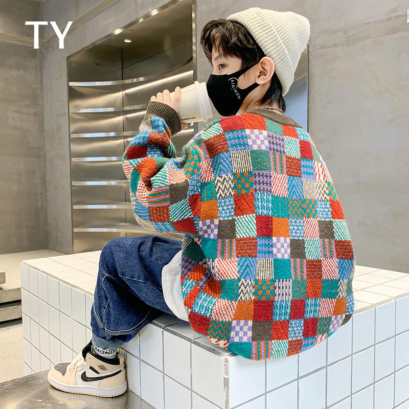 韩国TY男童红色毛衣童格